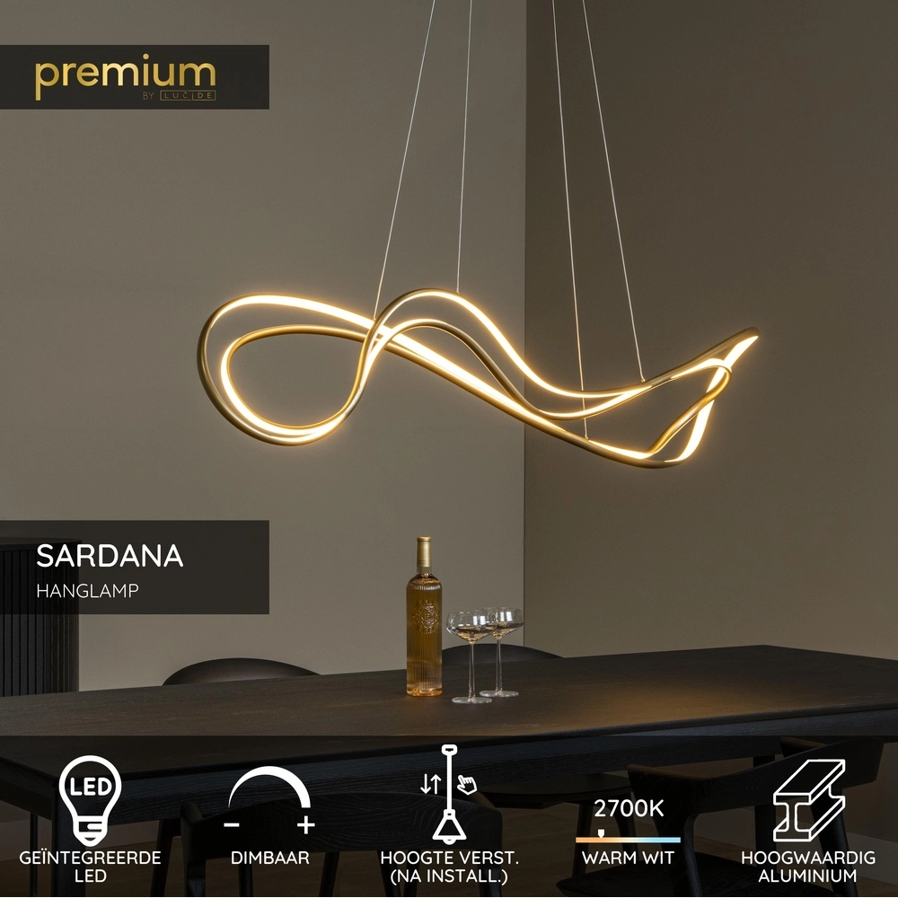 Design pendant lamp Sardana curl gold Premium by Lucide 5411212560254