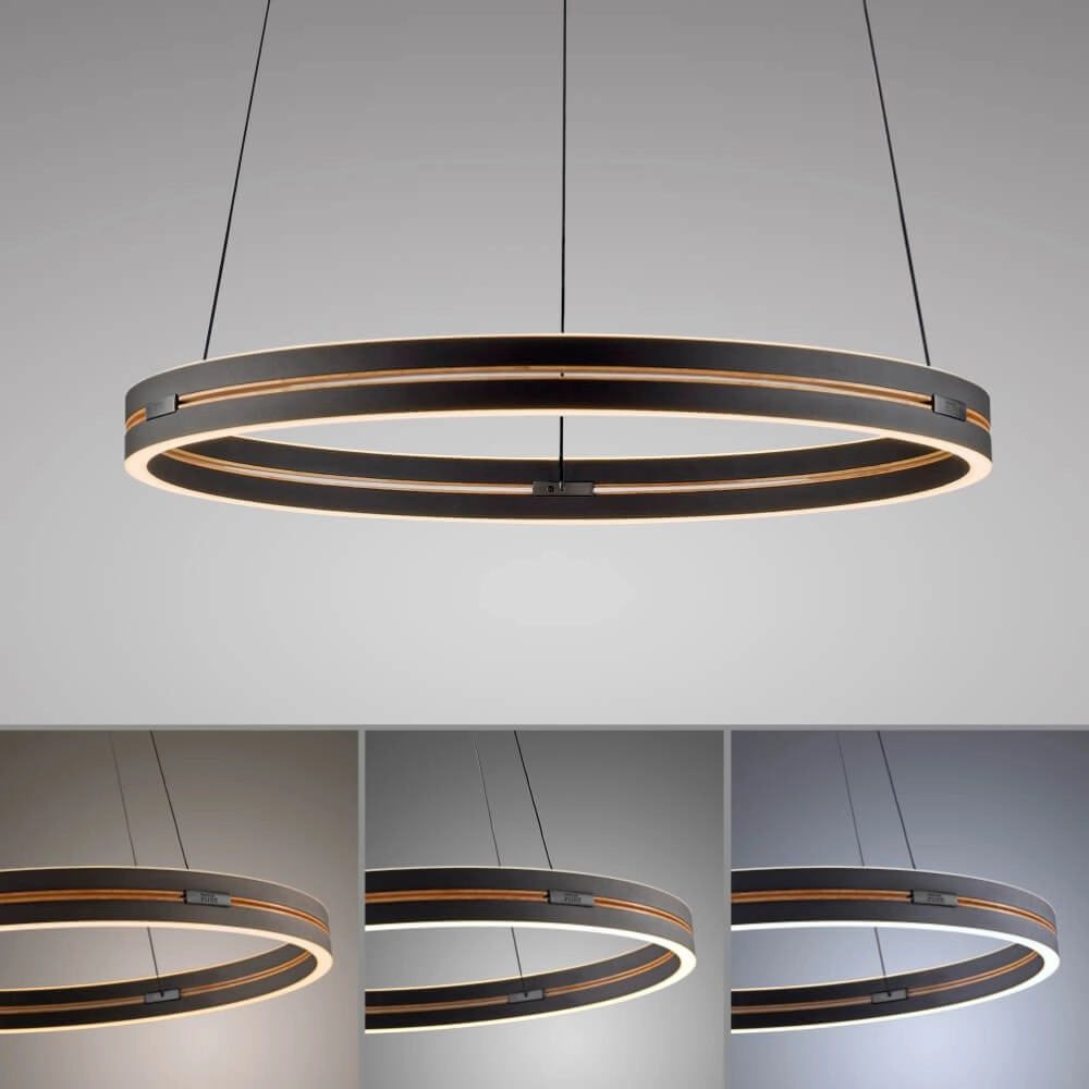 Sleek hanging lamp Pure E-Loop black Ø 70cm Paul Neuhaus 4012248384336
