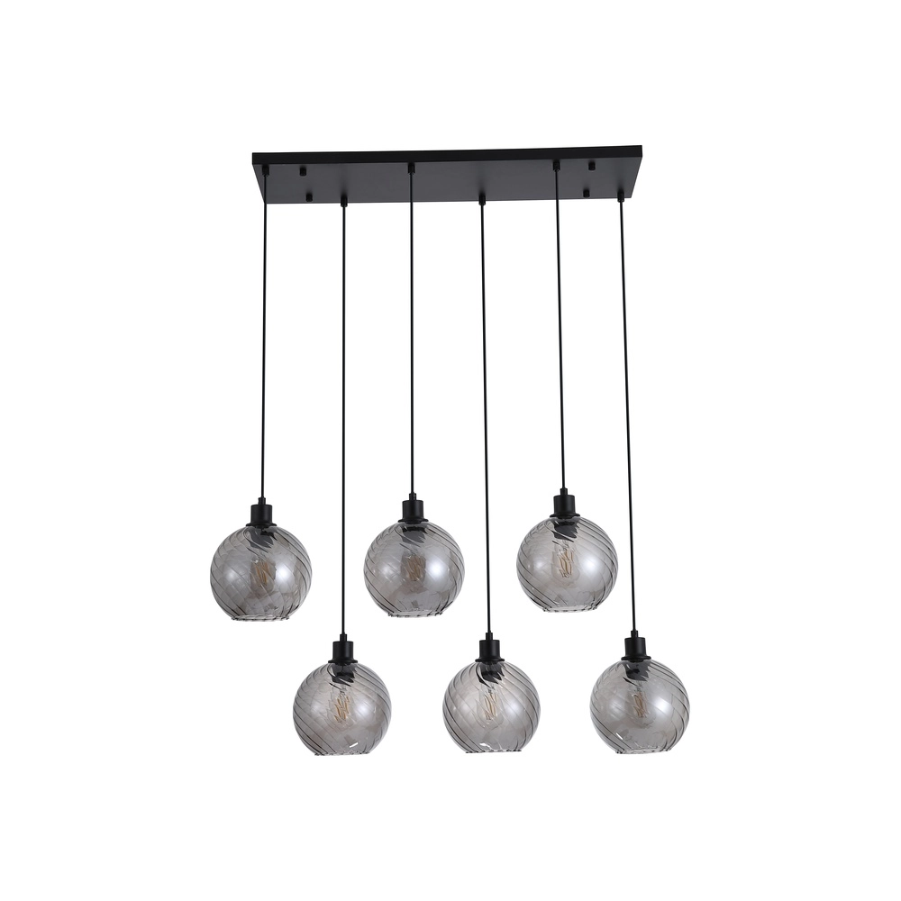 Pendant lamp Radiance 6-light black Searchlight 5053423305844