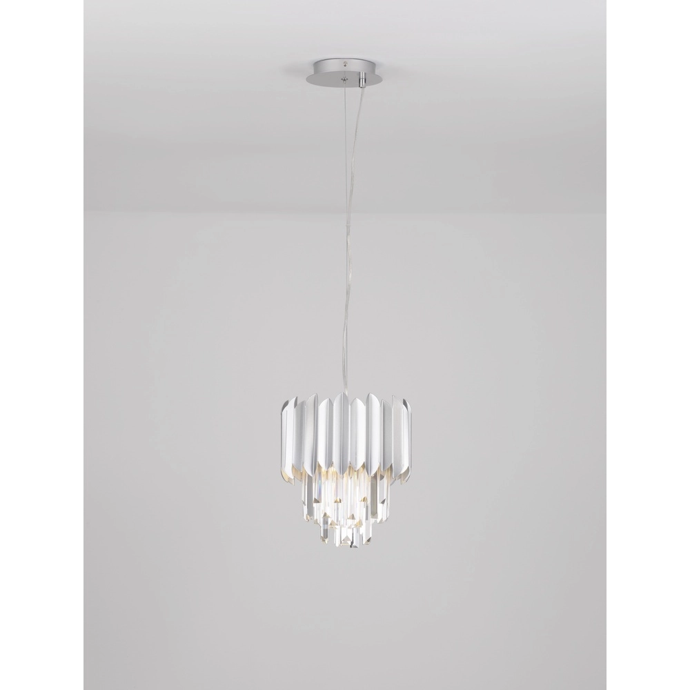 Pendant lamp Magnolia chrome and crystal Ø 25cm Lyora 5212017434913