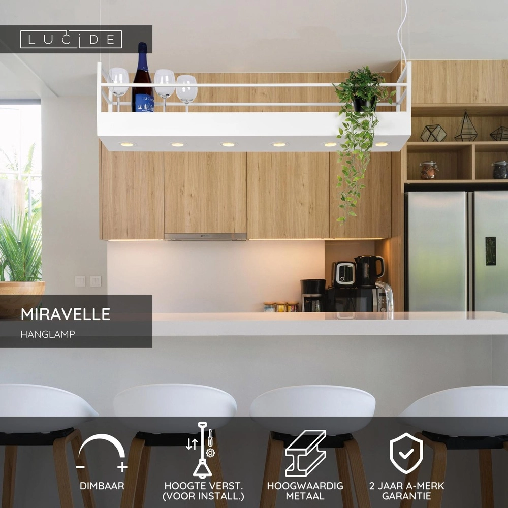 White pendant lamp Miravelle Design Lucide 5411212211446