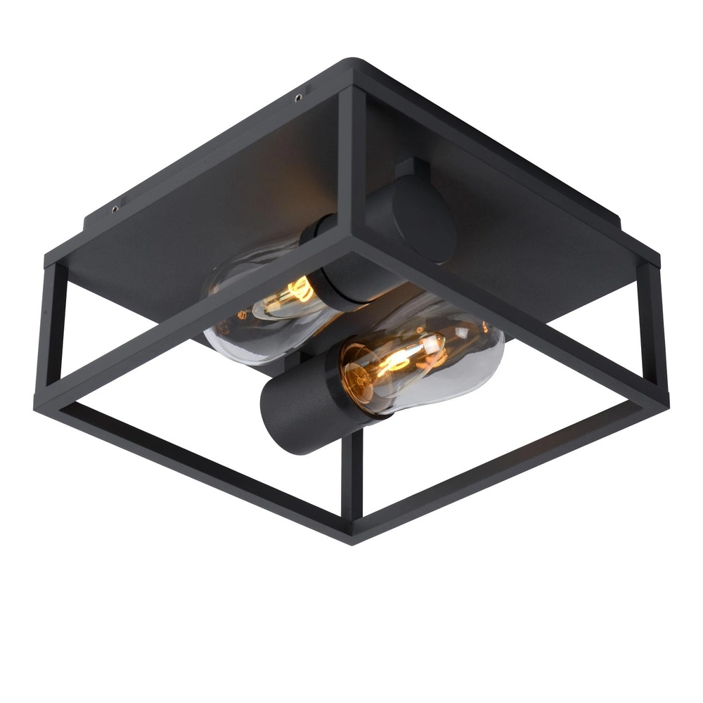 Black wall lamp Carlyn 2-light bathroom IP54 Lucide 5411212271709
