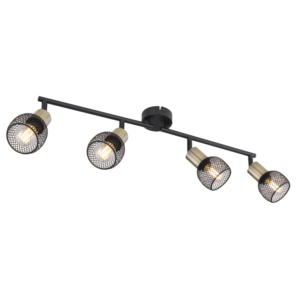 Ceiling lamp Fiastra 4-light black with mesh