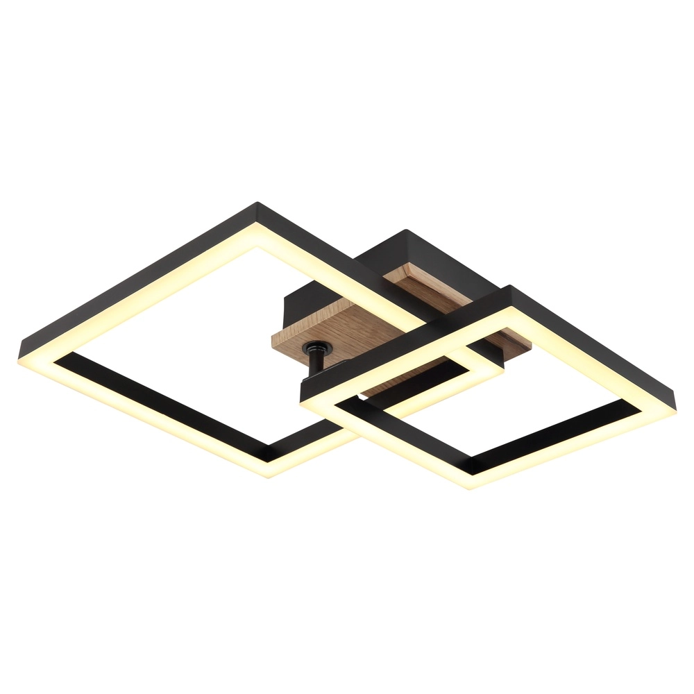 Ceiling lamp Bard black with wood