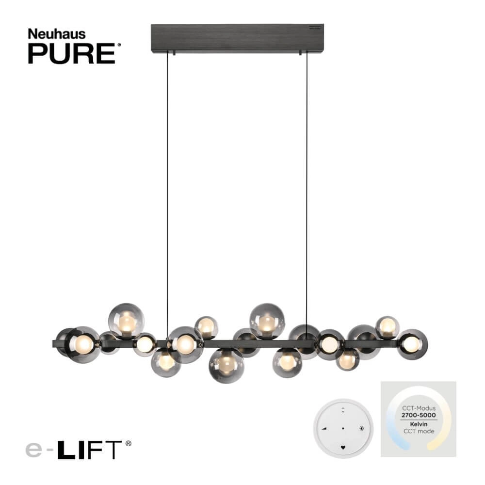 Unique hanging lamp Pure E-Popup 18-light gray Paul Neuhaus 4012248384411