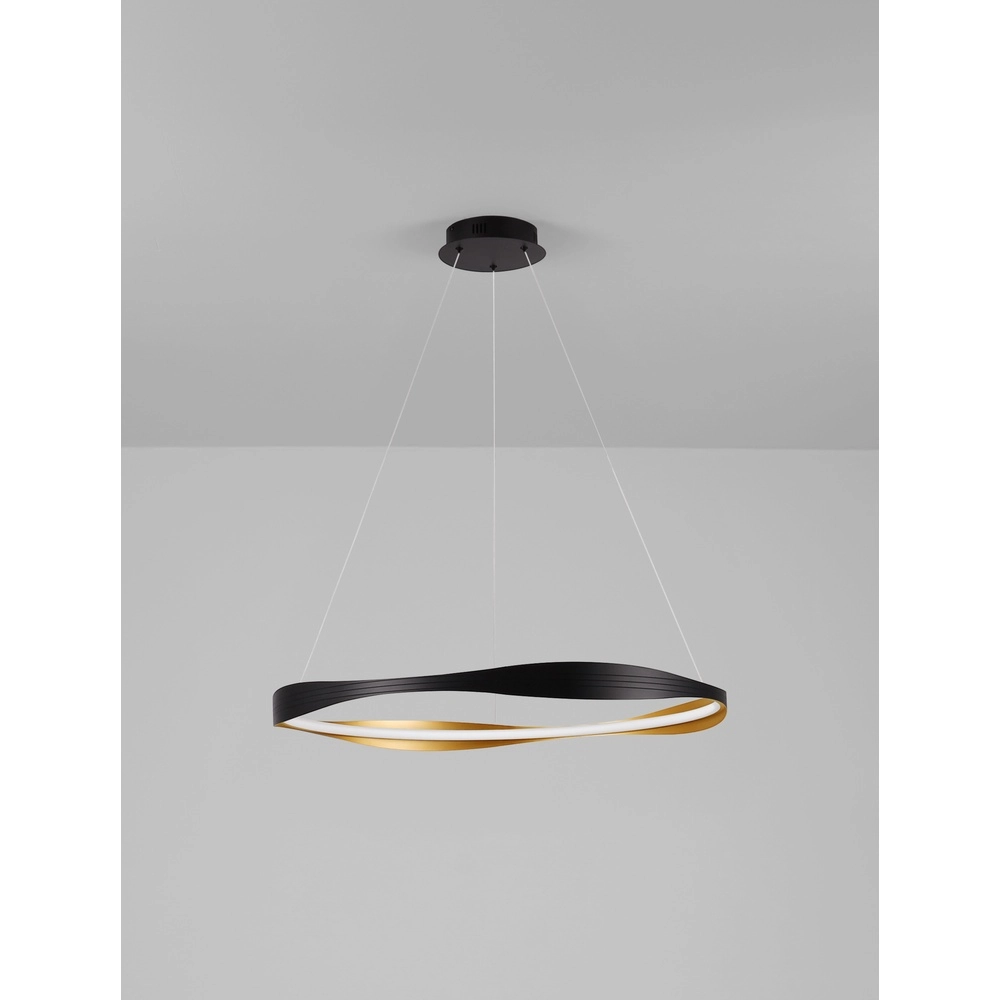 Design pendant lamp Dobi Ø 80cm black with gold Lyora 5212017450043