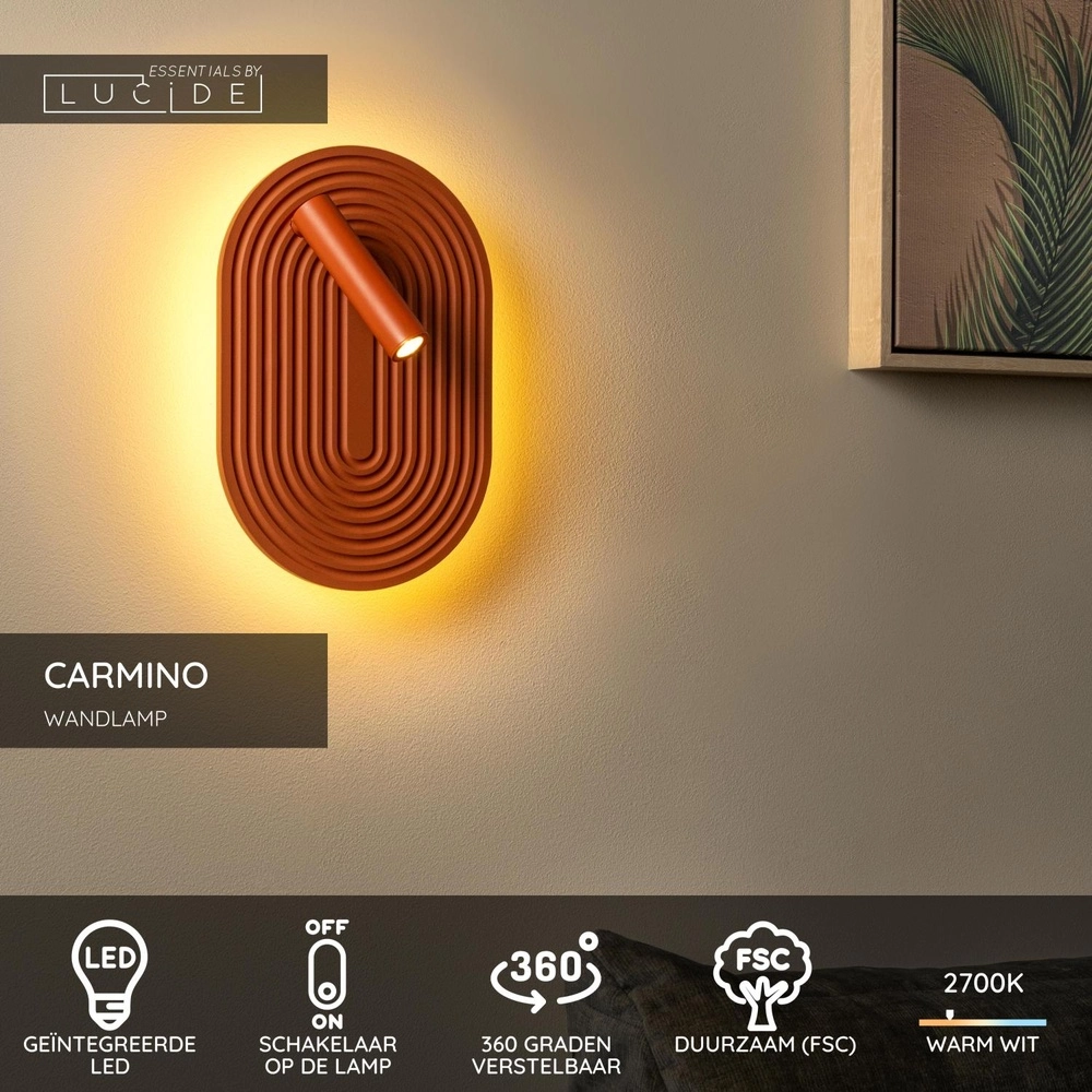 Design wall lamp Carmino terracotta Lucide 5411212771599