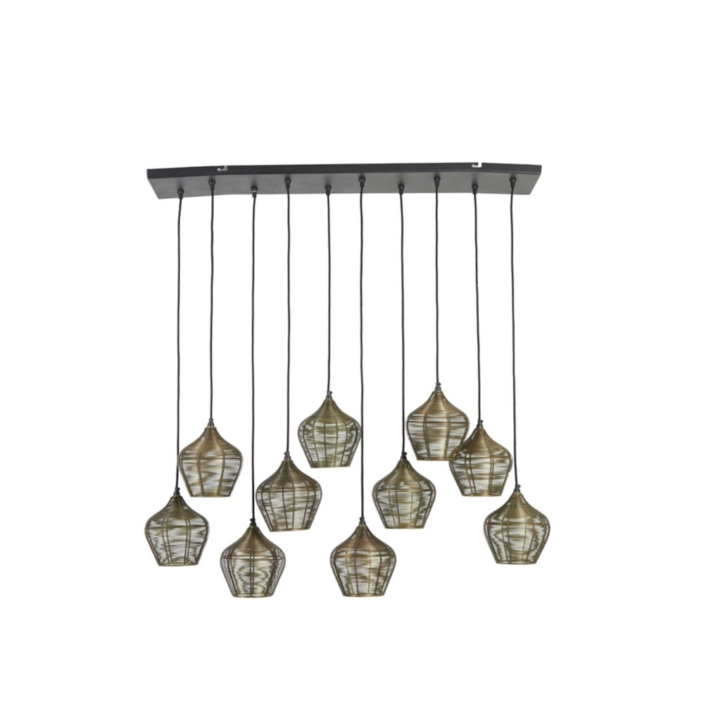 Pendant lamp Alvaro 10-light bronze