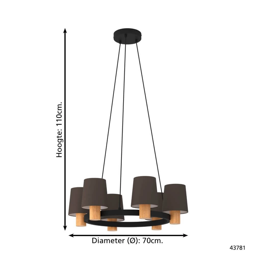 Hanging lamp Edale Ø 70cm - with brown shades Eglo 9002759437817