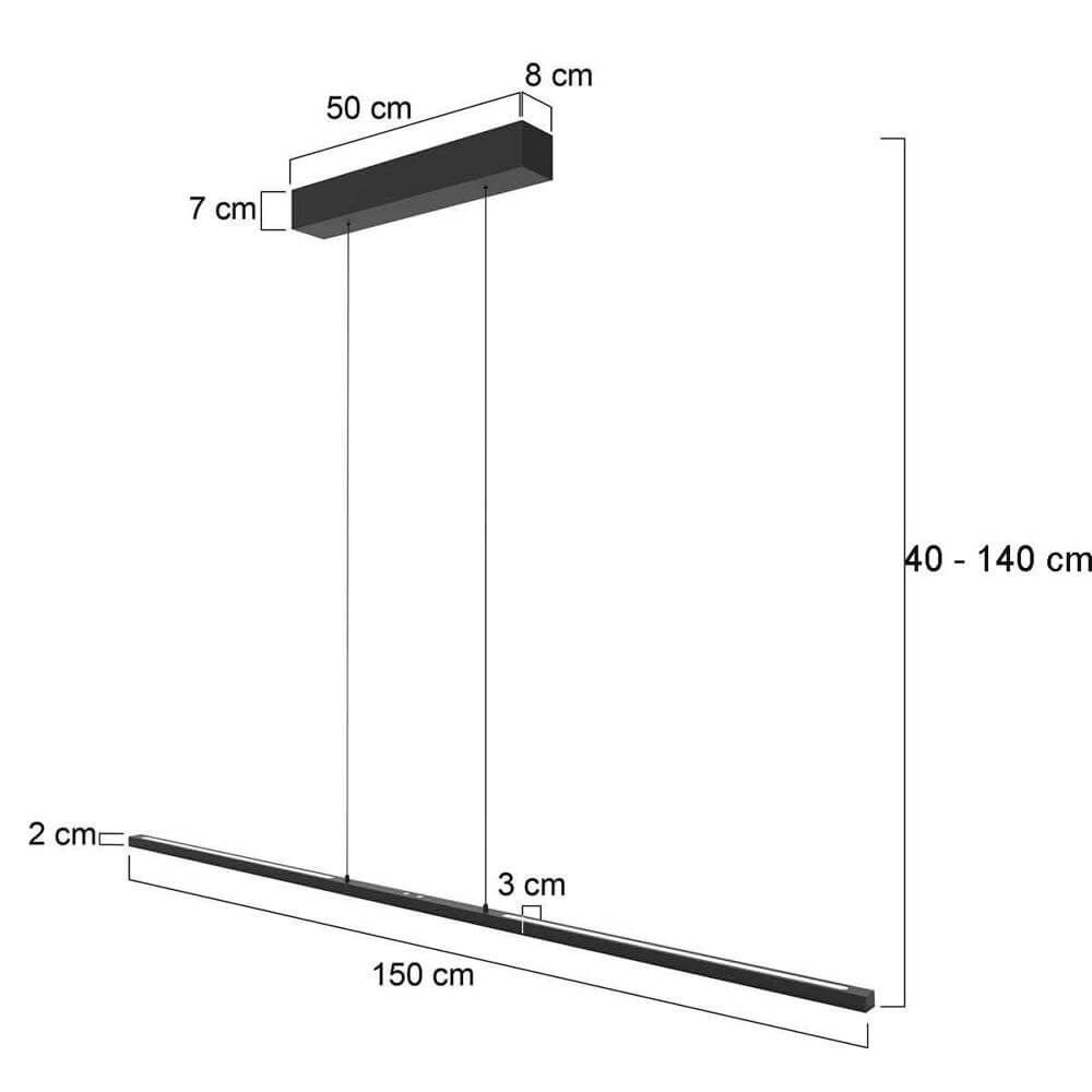 Design pendant lamp Bande 150cm black Steinhauer 8712746175837
