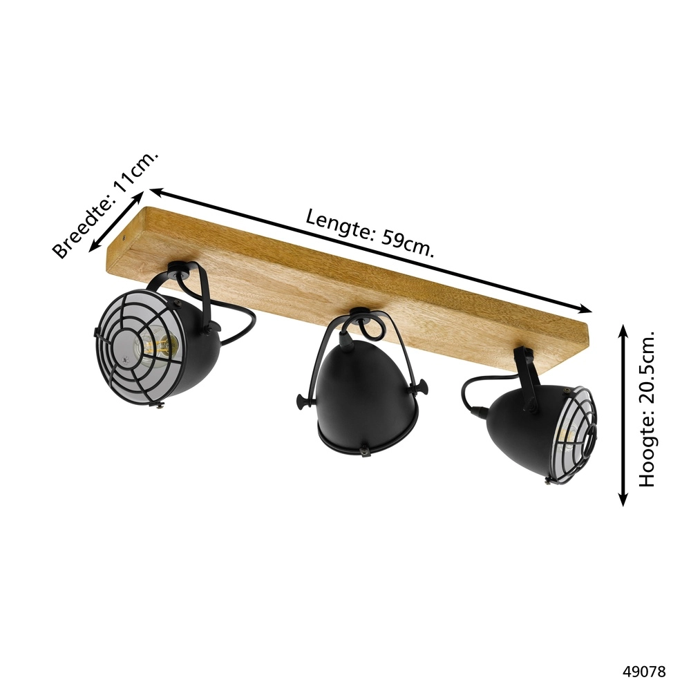Ceiling lamp Gatebeck wood 3-light Eglo 9002759490782