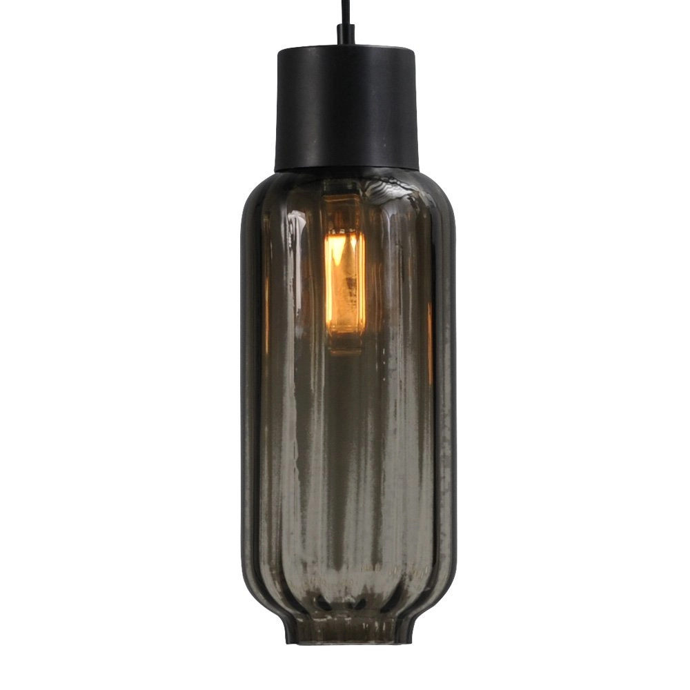 Dining room hanging lamp Lett ll 3-light black with smoke glass Masterlight 8718121181257