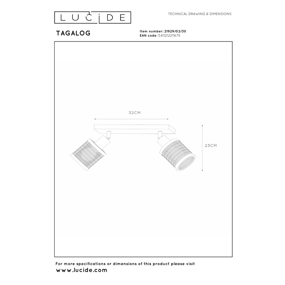 Ceiling lamp Tagalog Double Black Lucide 5411212211675