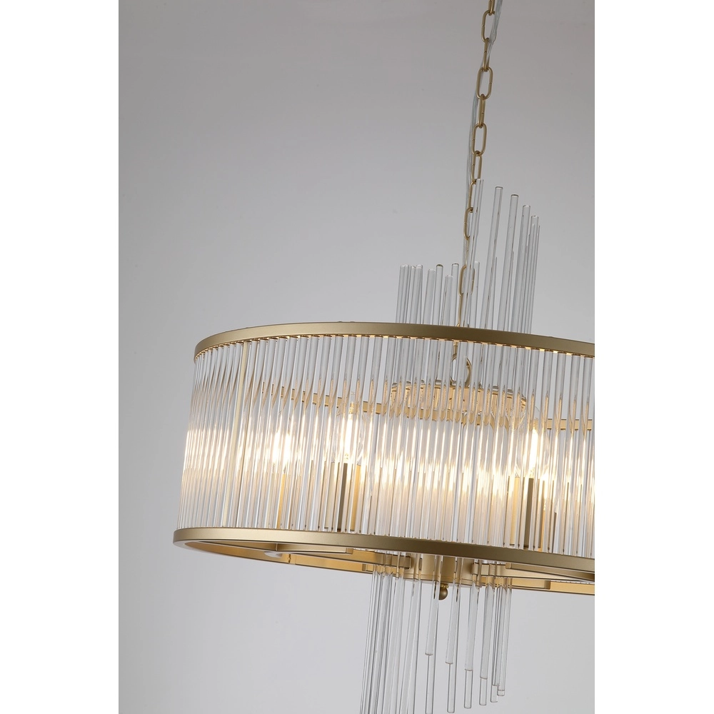 Pendant lamp Lara gold with clear glass Ø 55cm Searchlight 5053423301457