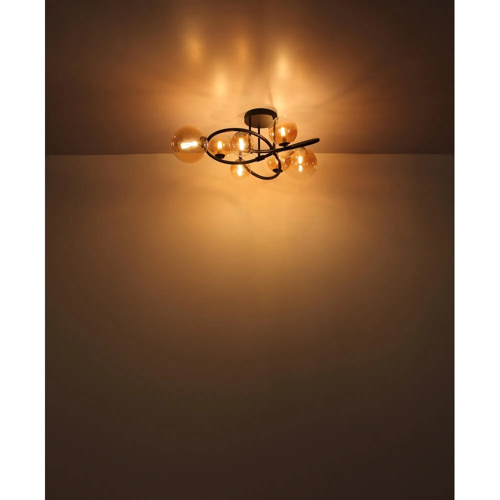 Black pendant lamp Tuberius Design 8-light Globo 9007371449446