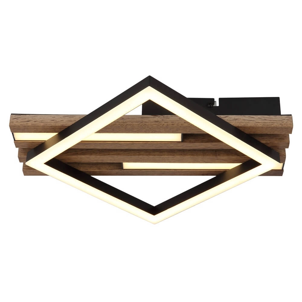 Ceiling lamp Obrien black with wood single Globo 9007371509300