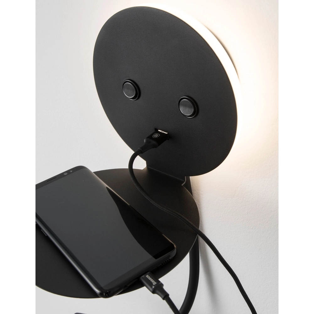 Bedside lamp Eclip Black with USB Lyora 5212017423696