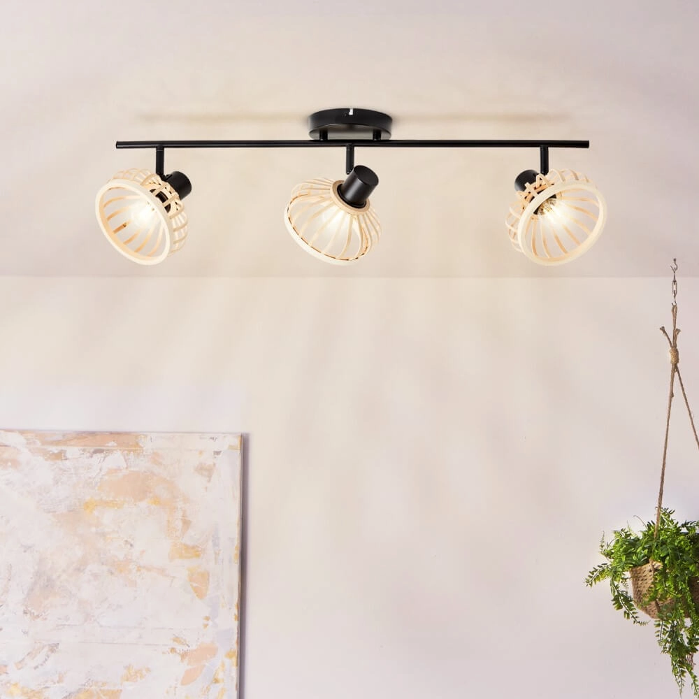 Wooden ceiling lamp Norah 3-light Brilliant 4004353409530