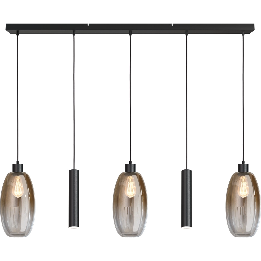 Glass pendant lamp Olive 3x Ø 18.5cm - 2x Run pendant - black