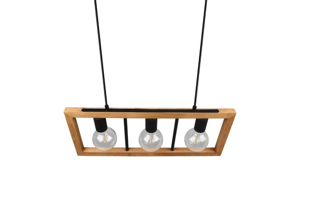 Hanging lamp Agra 3-light wood with black Trio 4017807502855