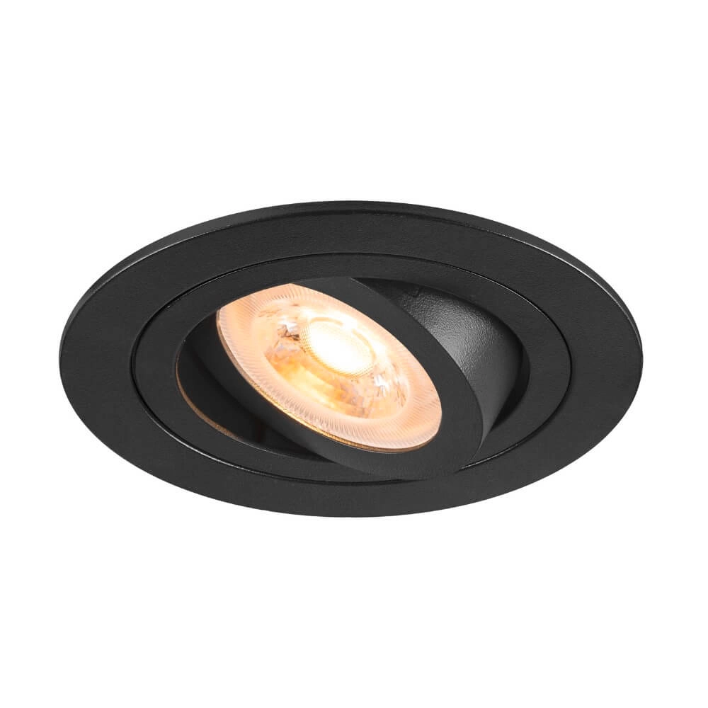 Recessed spotlight New Tria 75 round - black - GU10