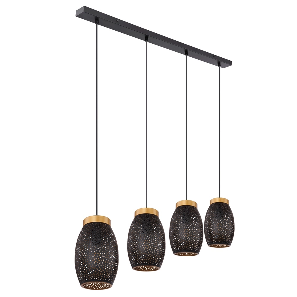 4-light pendant lamp Narri black with gold - small holes Globo 9007371392667