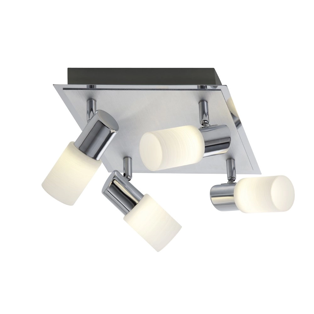 LED ceiling spot Series 8214 Square 4-light metal gray with chrome