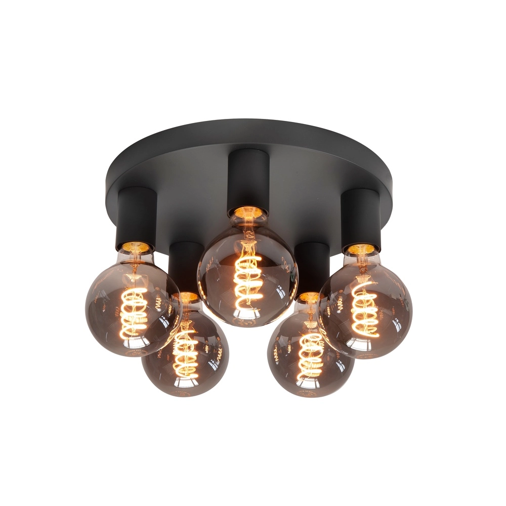 5-light ceiling lamp Basic black Ø 30cm