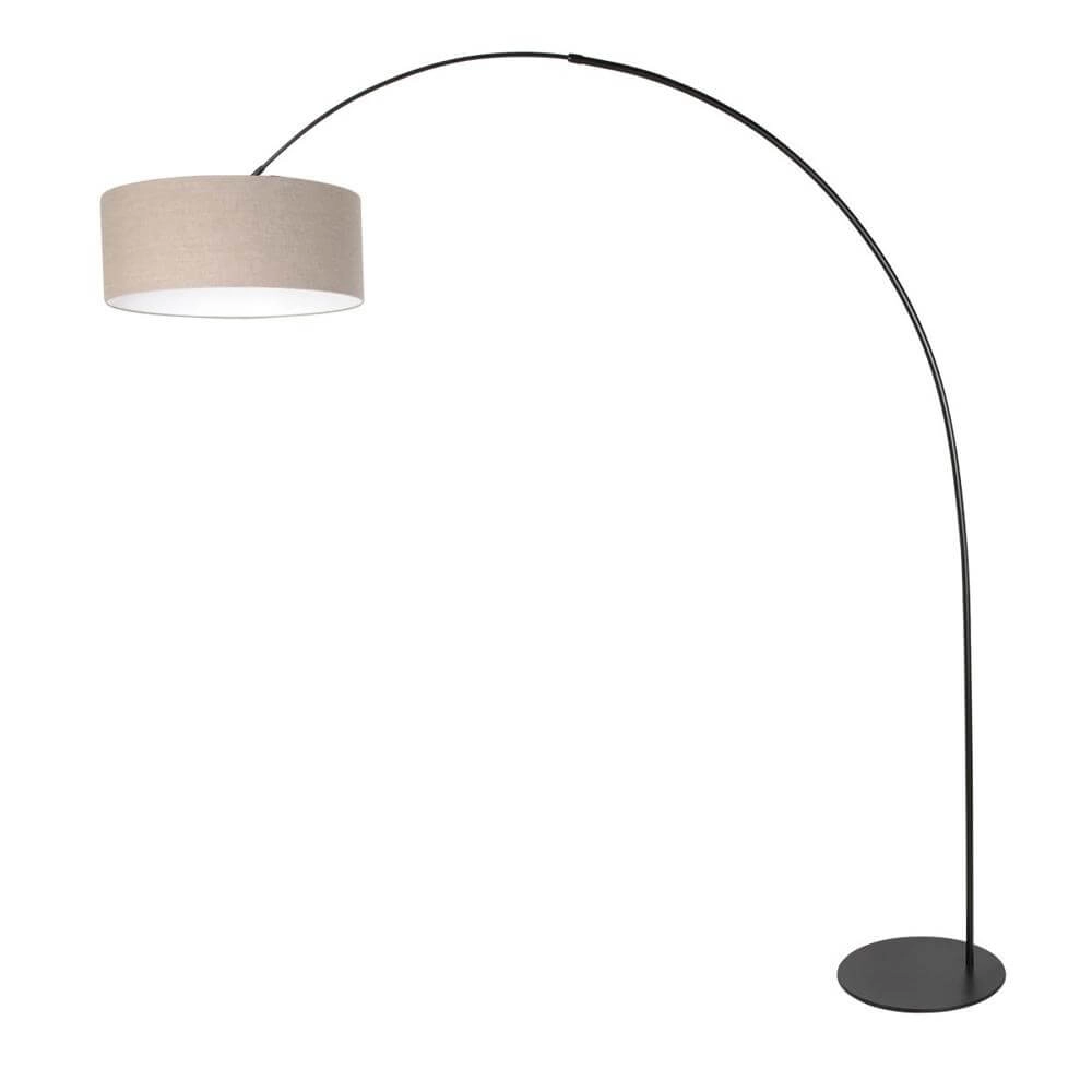 Floor lamp Curve black with coarse grey shade Ø 50cm Steinhauer 8712746179491