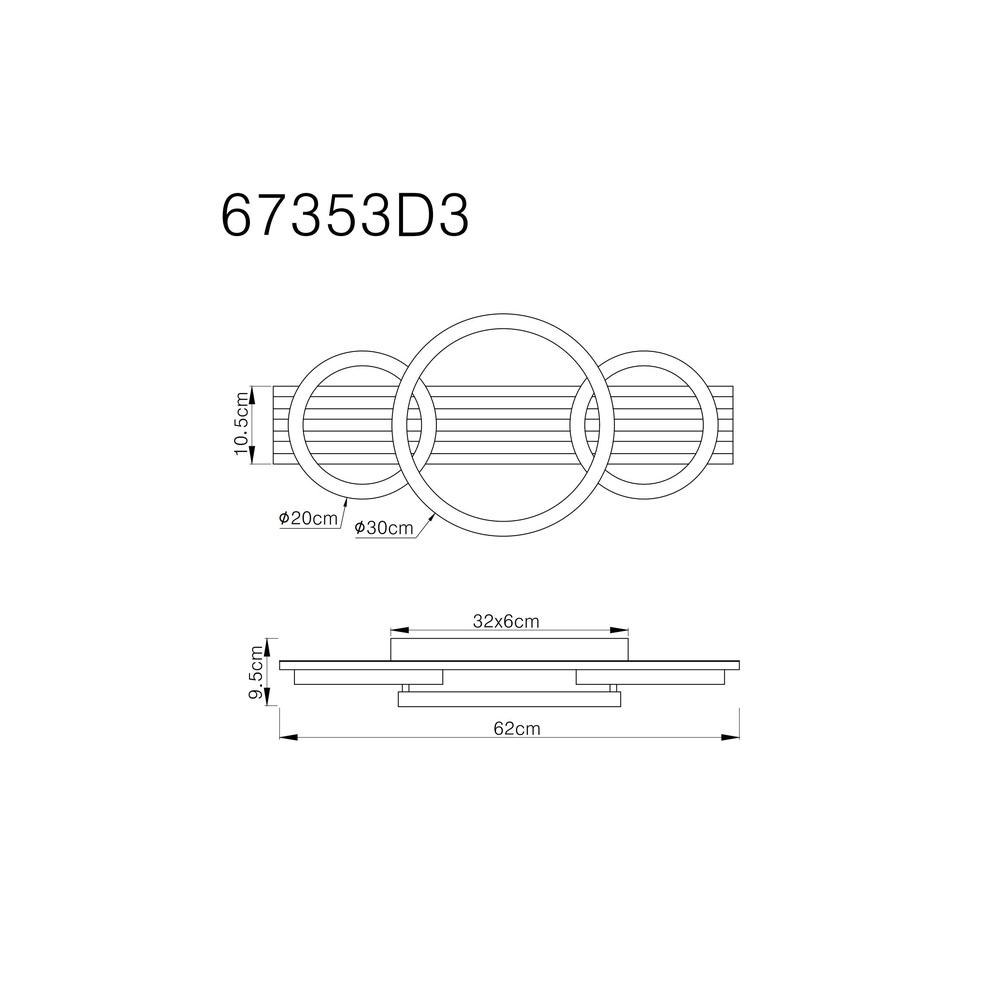 Ceiling lamp Tisha 3 rings black with wood Globo 9007371528578