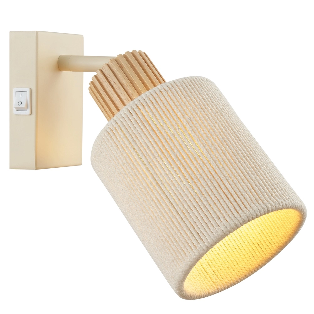 Wall light Arlo Sand brown with wood and switch