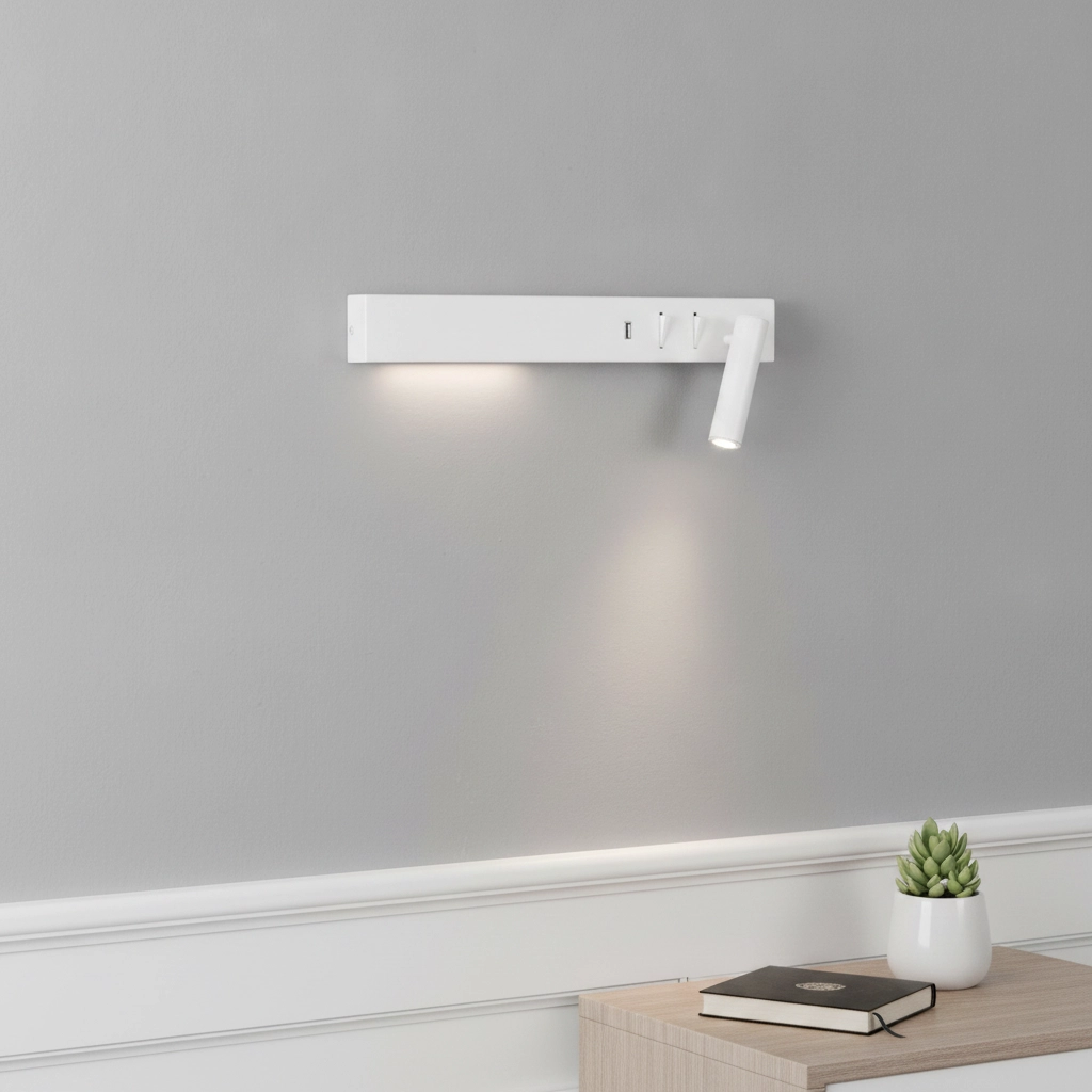 Bedside lamp Vida Right White with USB