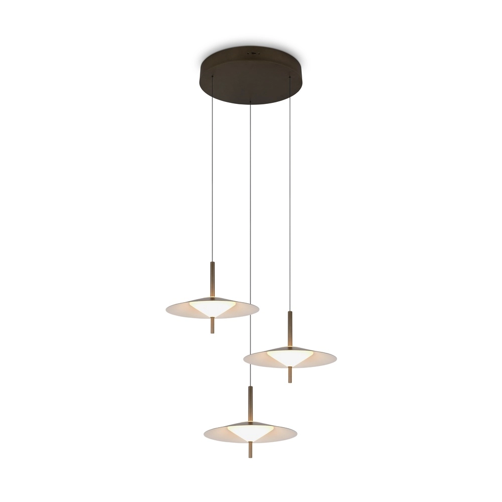 Design pendant lamp Amalo 3-light platinum brown round Ø 67cm