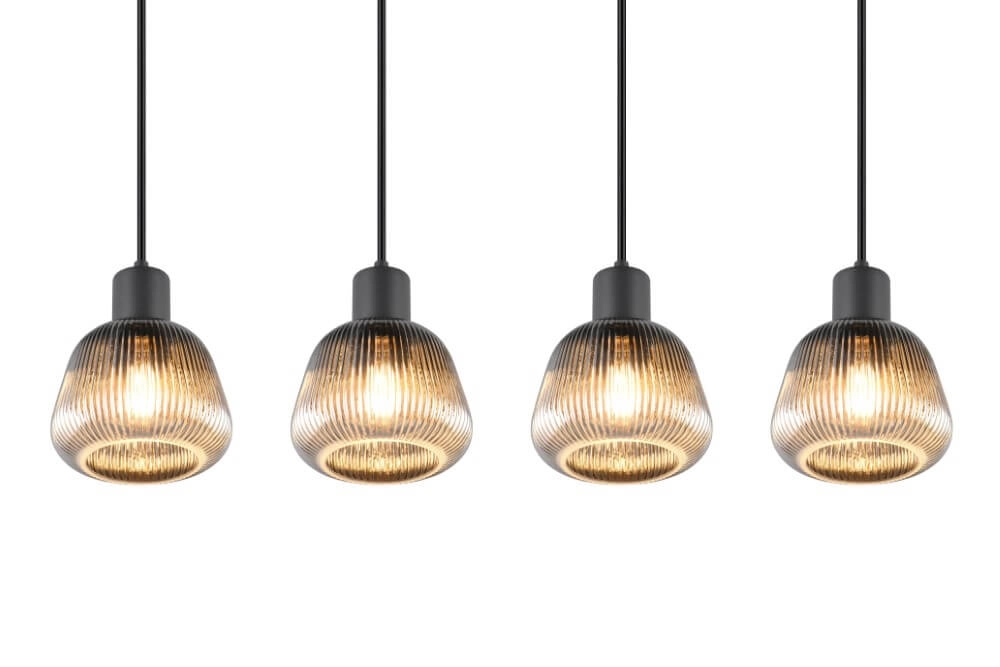 Dining table pendant lamp Tarifa with ribbed glass Trio 4017807615814