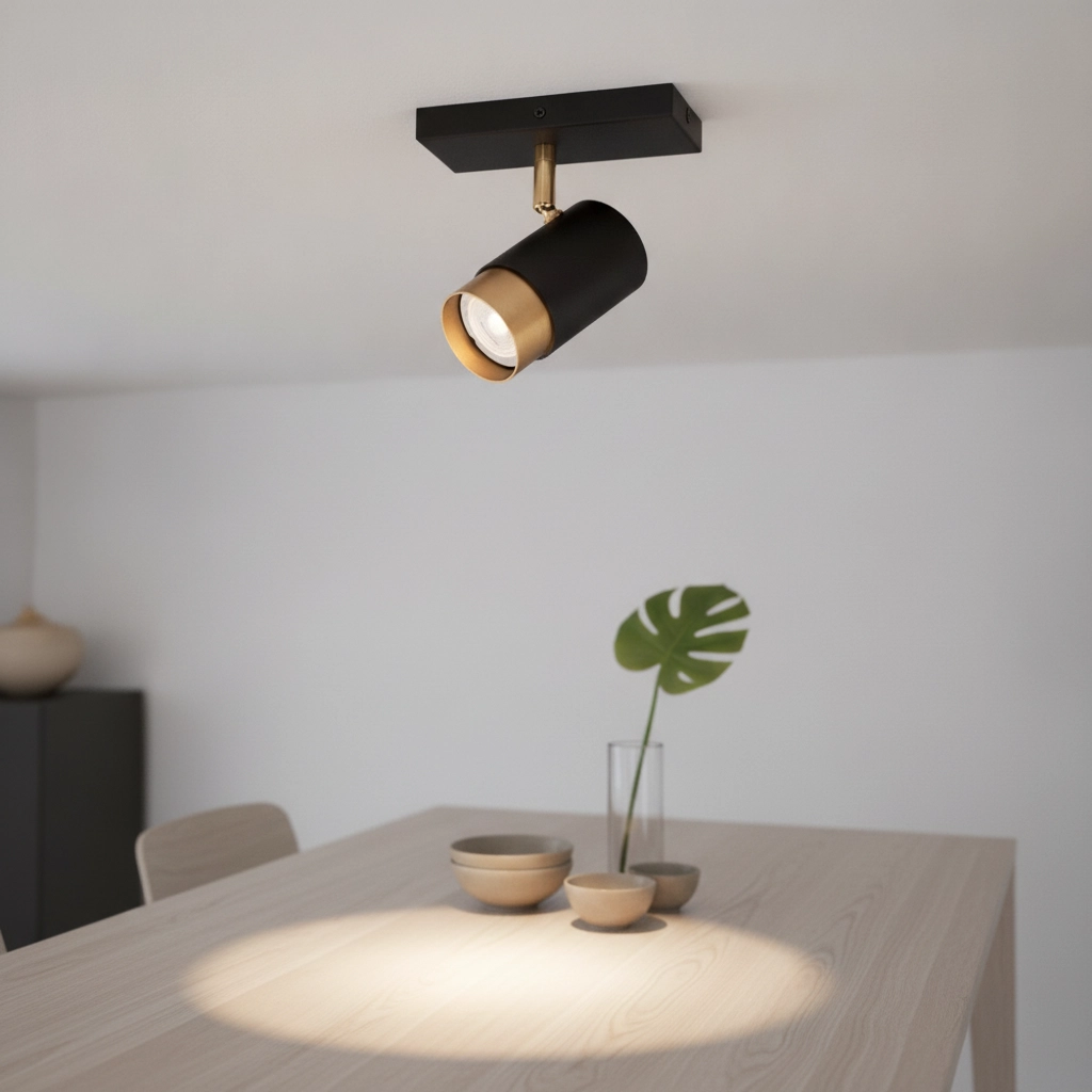 Ceiling spotlight Pogno 2-light black with gold