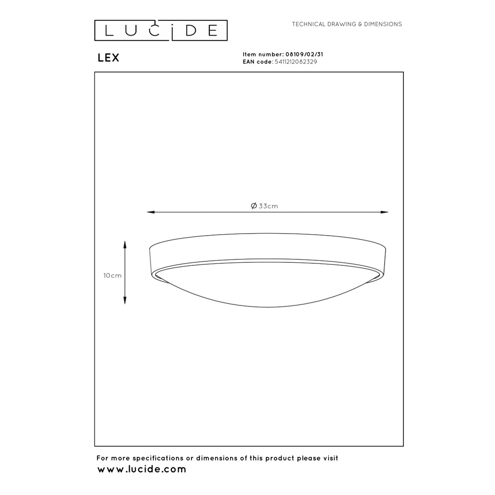 Ceiling light Lex Ø 33cm white Lucide 5411212082329
