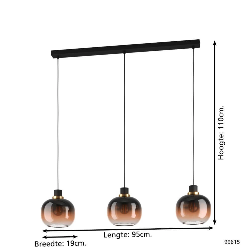 Dining table pendant lamp Oilella 3x glass Eglo 9002759996154