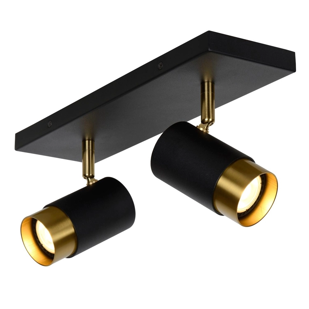 Ceiling spotlight Floris Double Black Lucide 5411212351784