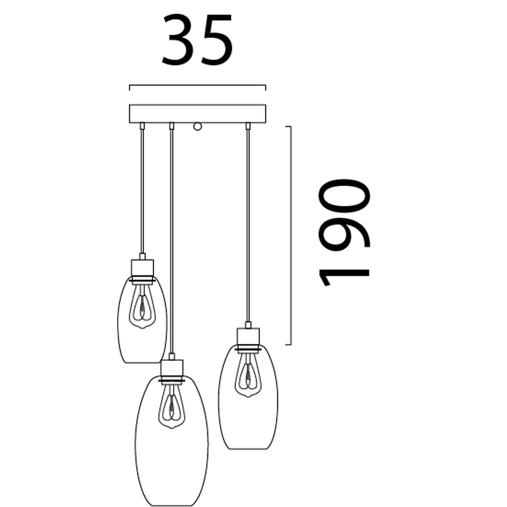 Vide pendant lamp Olive with 3 glasses - black - Ø35cm Masterlight 8718121394022