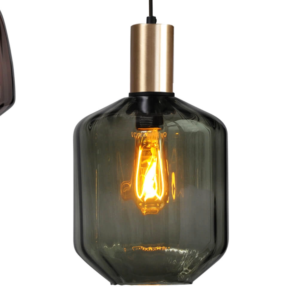 5-light loft hanging lamp - gold - Porto with different glasses Masterlight 8718121271255