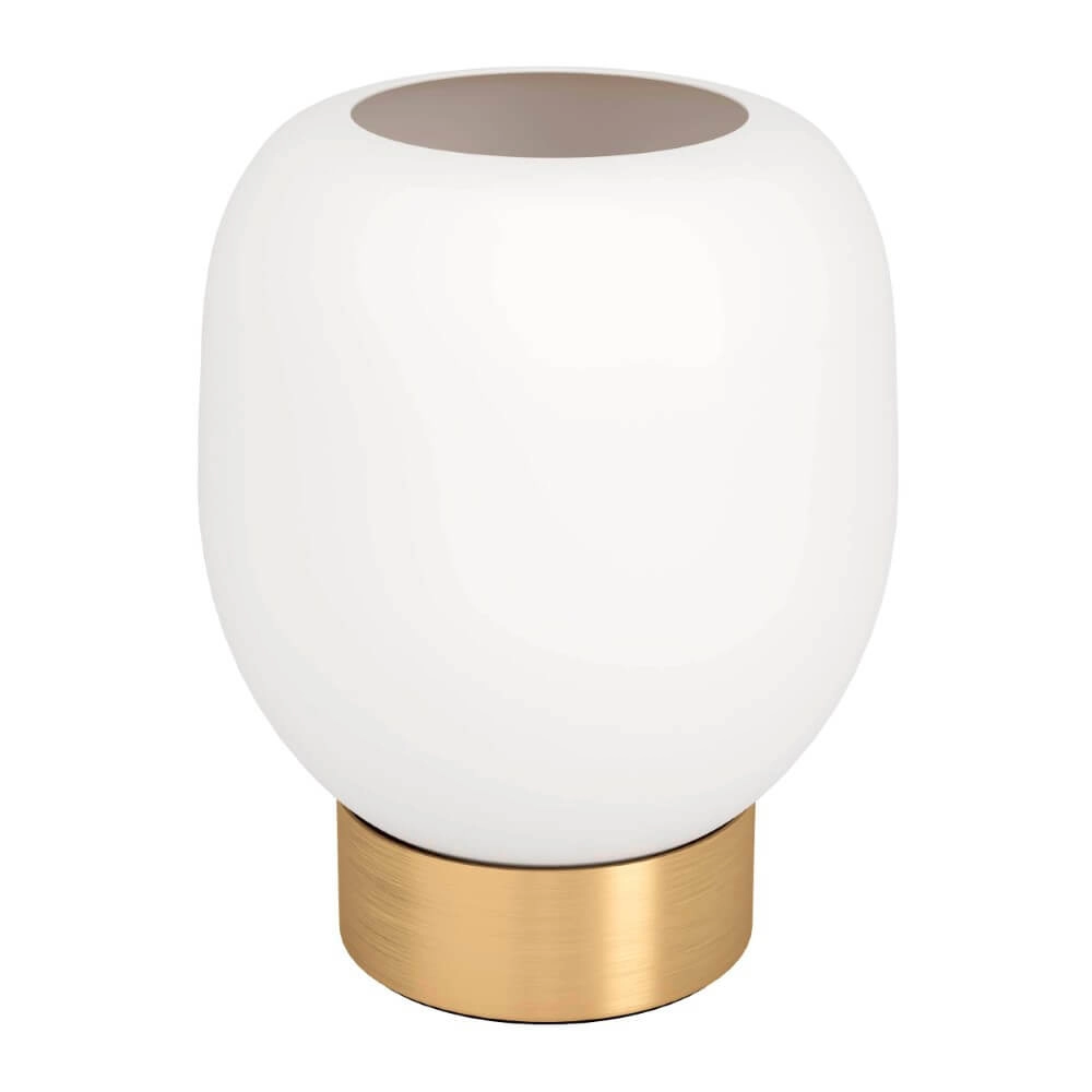 Gold table lamp Manzanares with white glass