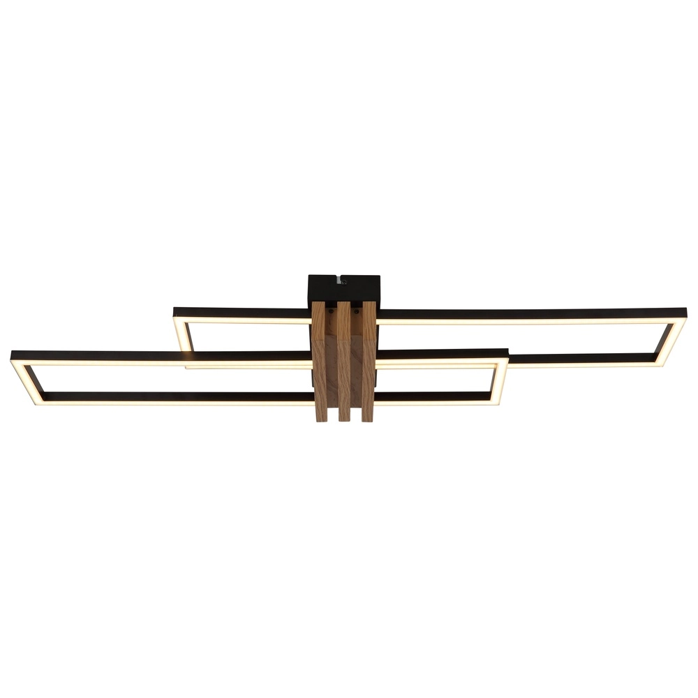 Modern ceiling lamp Dakari I black with wood 80cm Globo 9007371525782