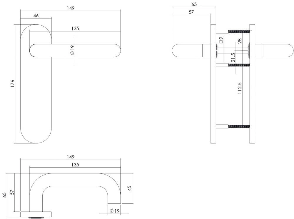 Door handle Rond fire-retardant short plate stainless steel Intersteel 8714186121085