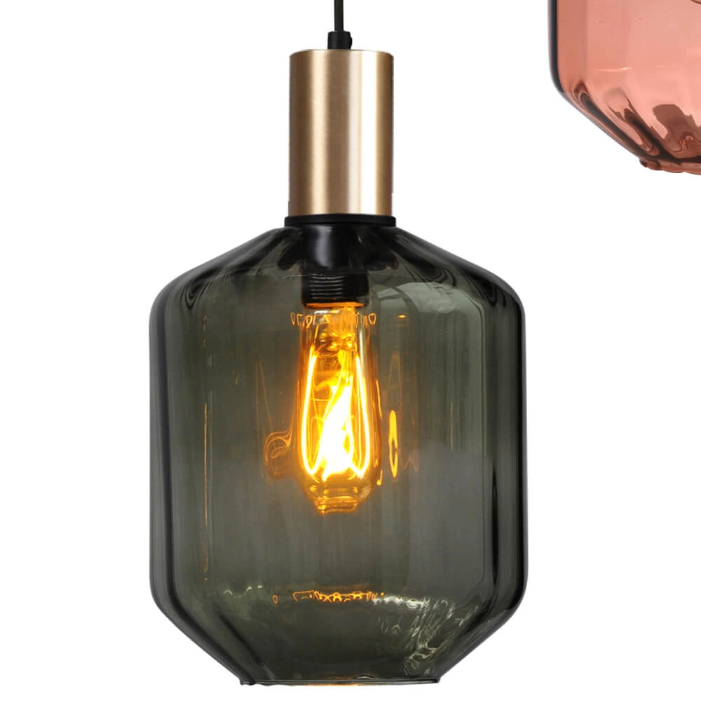 3-light loft hanging lamp - gold - Porto with Jagger glasses Masterlight 8718121270975