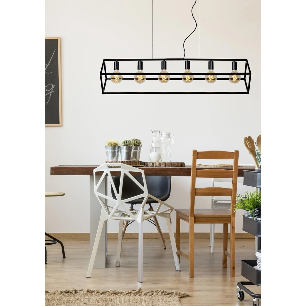 Modern pendant lamp Fabian 6-light black Lucide 5411212010810