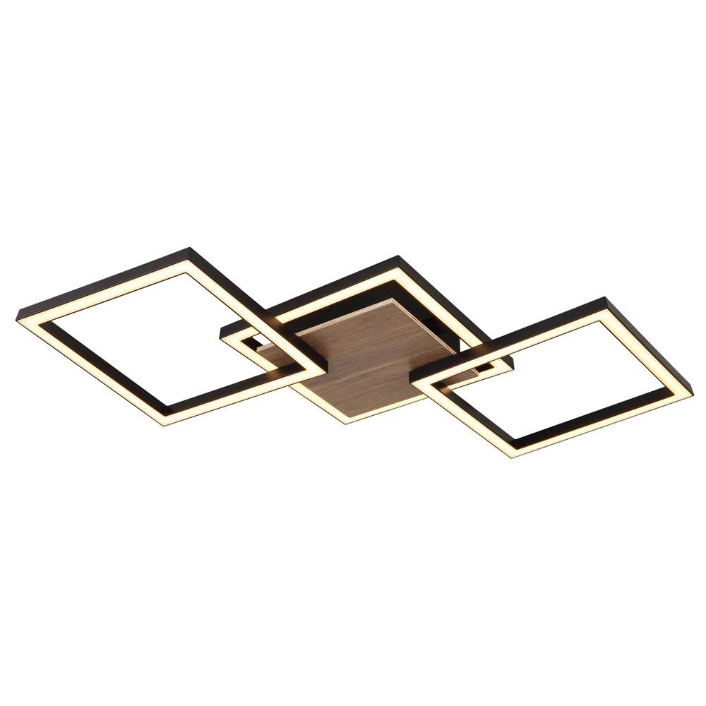 Design ceiling lamp Kaden black with wood look