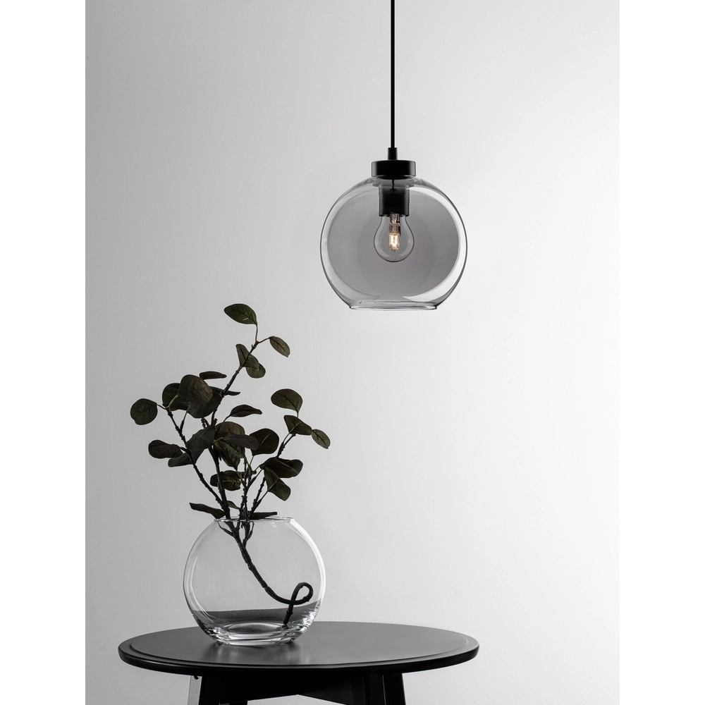Pendant lamp Palmer Single black with smoke glass