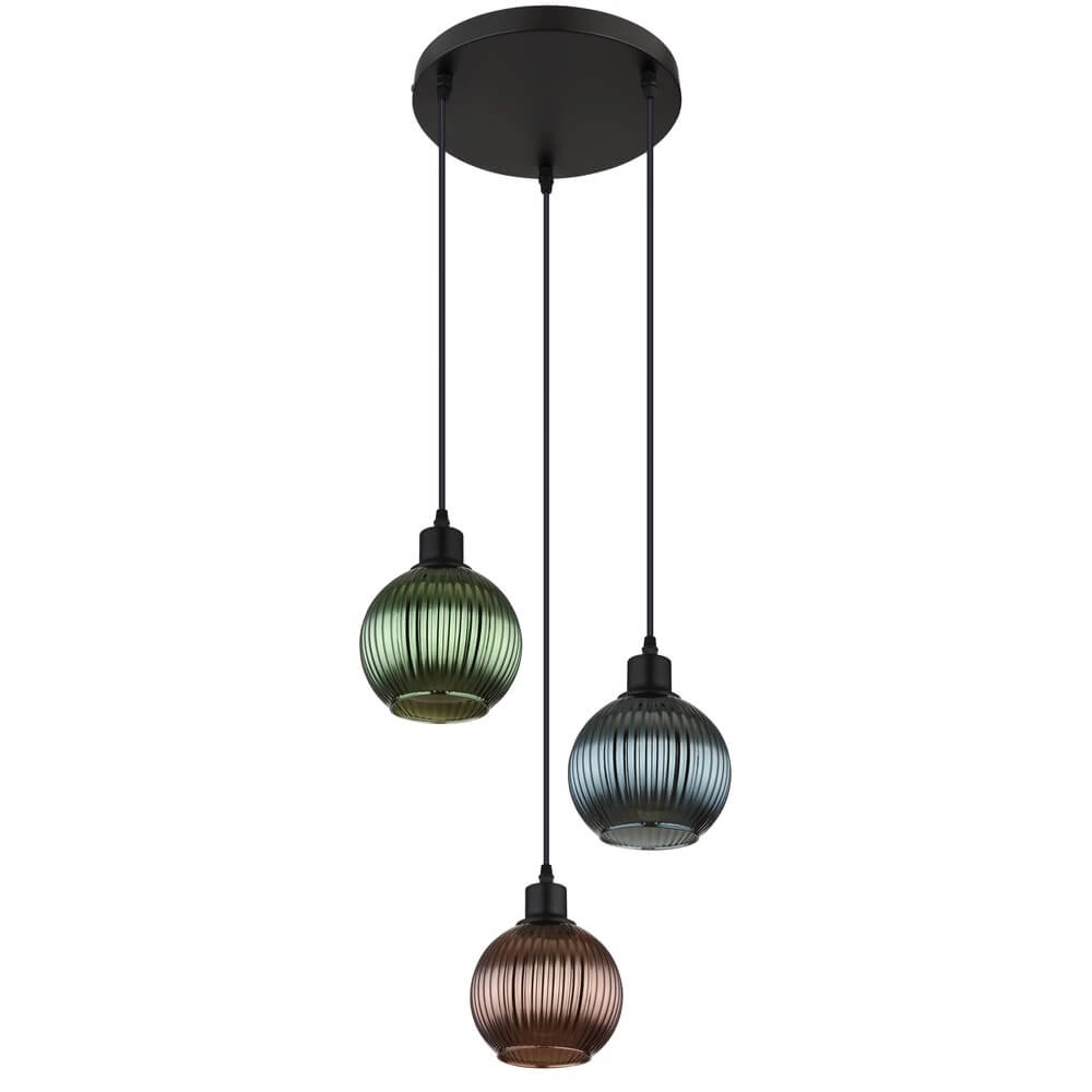 Round pendant lamp Zumba coloured glass 3-light Ø 36cm Globo 9007371449828