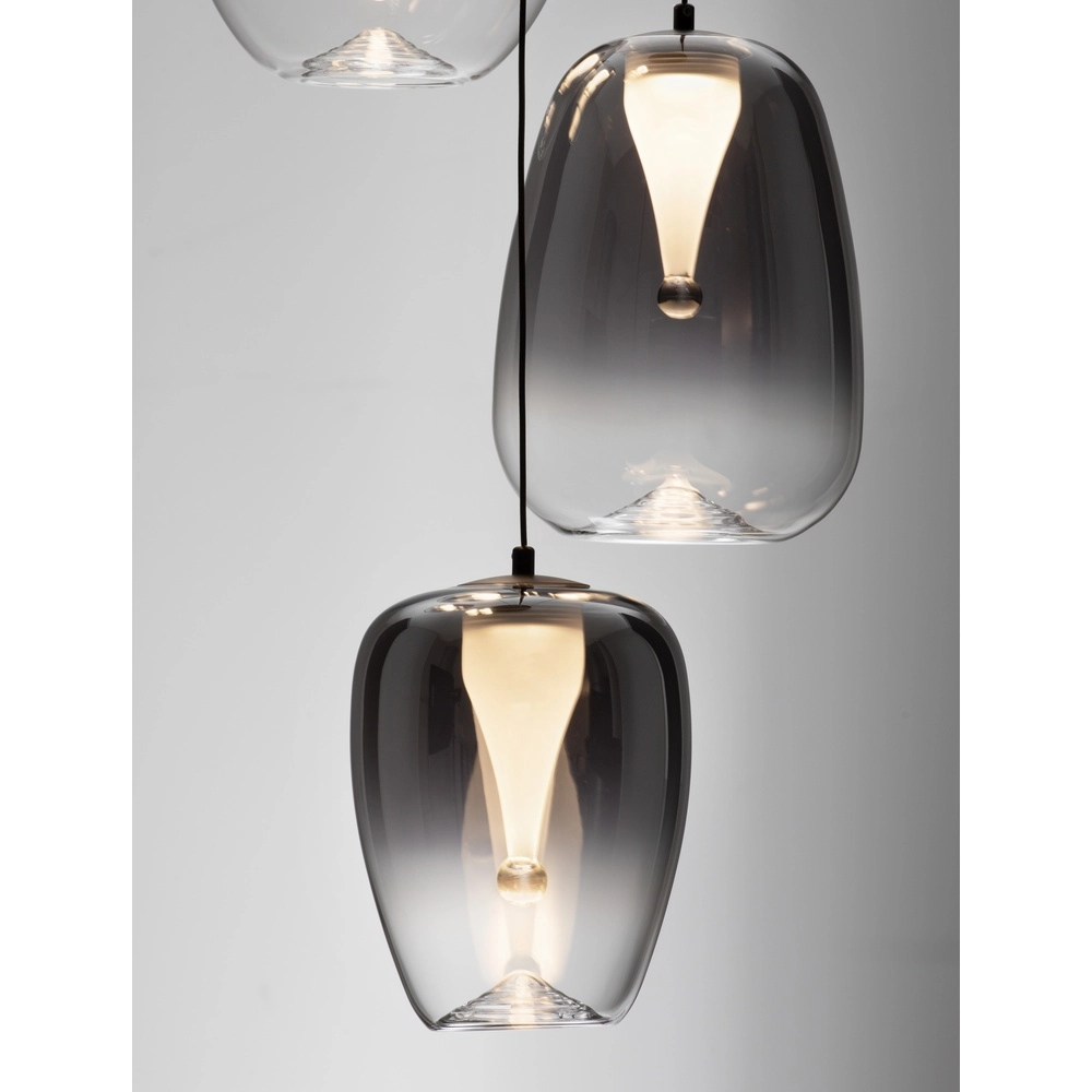 Design pendant lamp Oblo 5-light smoke glass