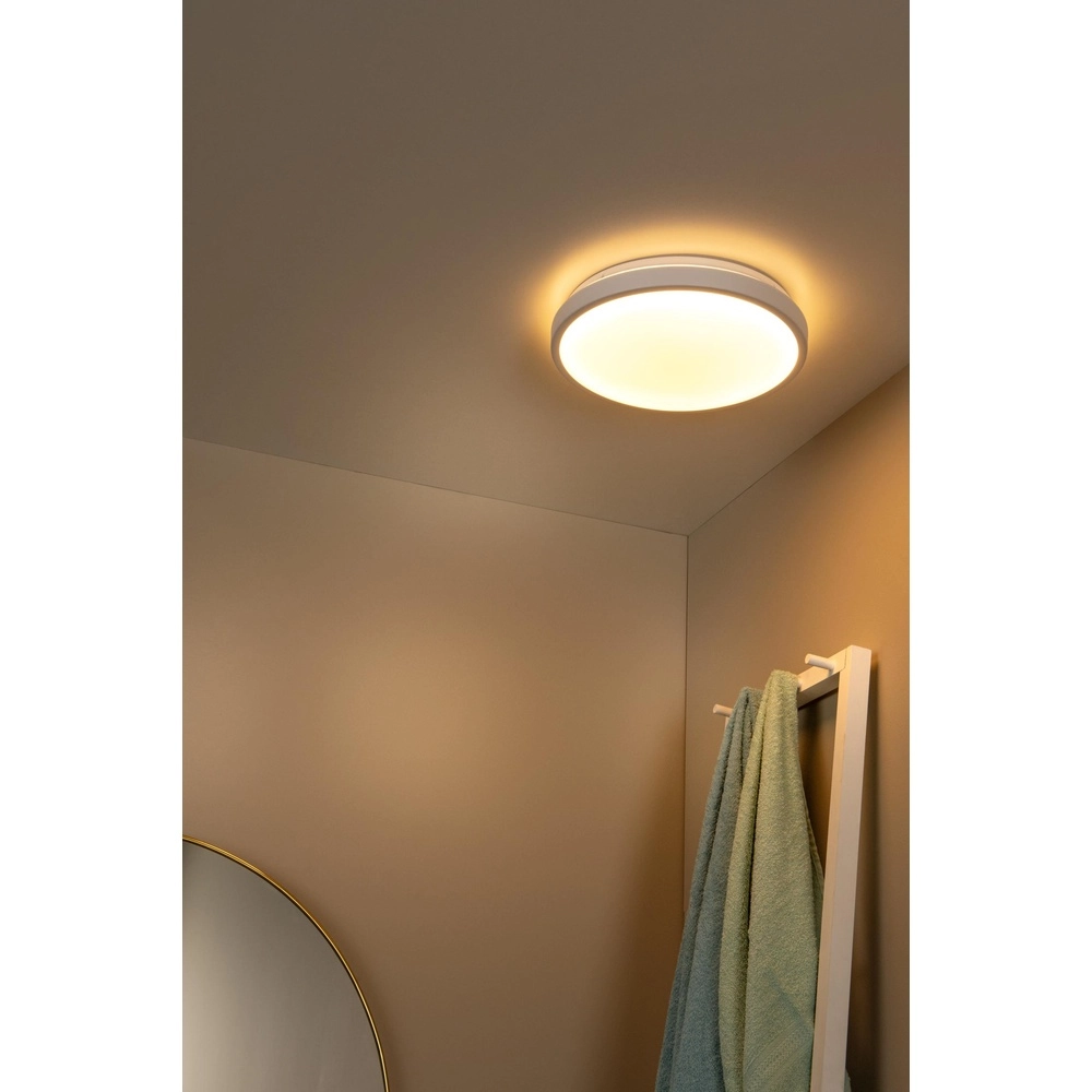 White ceiling light Dasher Ø 34.8cm IP44 for bathroom Lucide 5411212792105